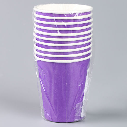 Стакан одноразовый бумажный, однотонный, цвет фиолетовый, 205 мл