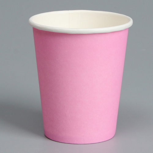 Стакан одноразовый бумажный, однотонный, цвет розовый, 250 мл, 50 шт