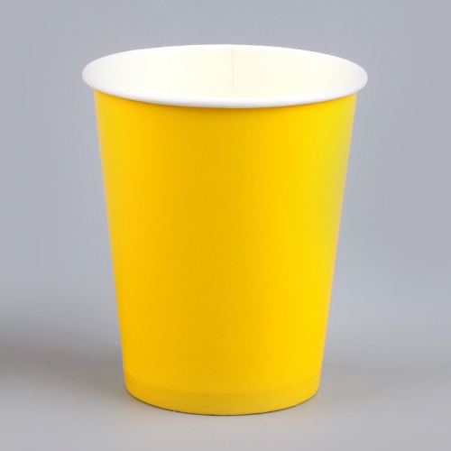 Стакан одноразовый бумажный однотонный, цвет жёлтый, объем 250 мл, набор 10 штук