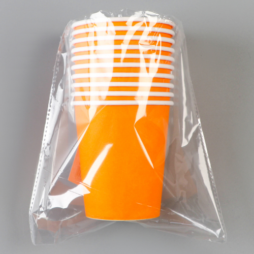 Стакан одноразовый бумажный, однотонный, цвет оранжевый, 205 мл