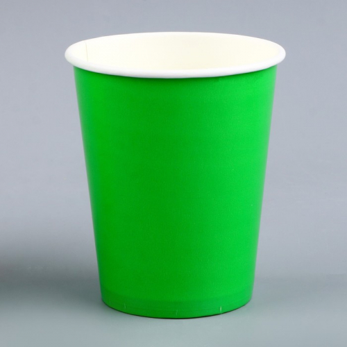 Стакан одноразовый бумажный однотонный, цвет зеленый, объем 250 мл, набор 10 штук