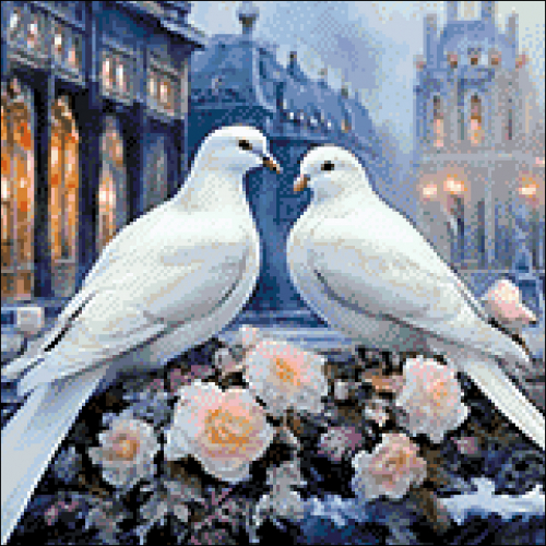 Алмазная мозаика: Свадебные голуби 
