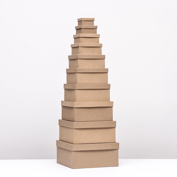 Набор коробок квадратных 10 в 1 крафт,24.5×24.5×11.5 - 6.5×6.5×4 см,