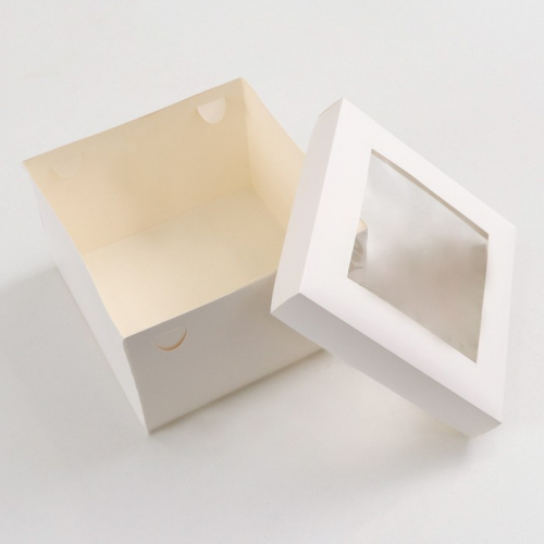 Коробка складная, крышка-дно, с окном, белая, 30 х 30 х 20 см