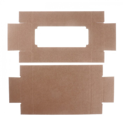 Коробка сборная без печати крышка-дно бурая с окном 24 х 11 х 4,5 см