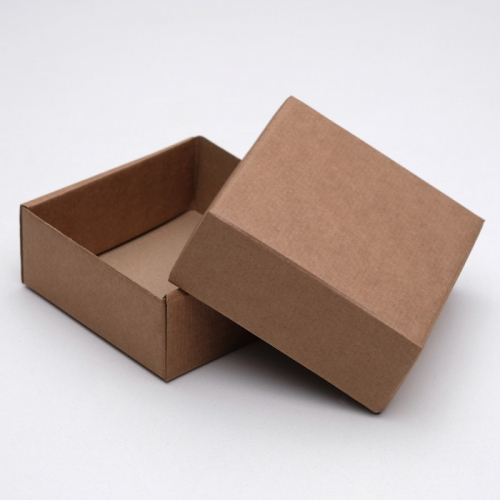 Коробка сборная без печати крышка-дно бурая без окна 14,5 х 14,5 х 6 см
