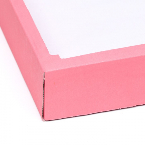 Коробка сборная, крышка-дно, с окном, розовая, 37 х 32 х 7 см, МИКС