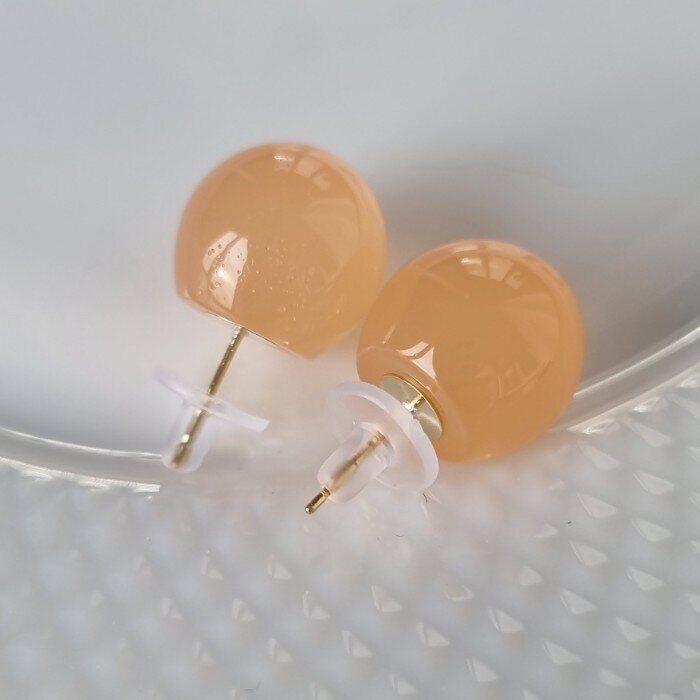 Серьги круглые стильные пластиковые, цвет: оранжевый, арт.001.778