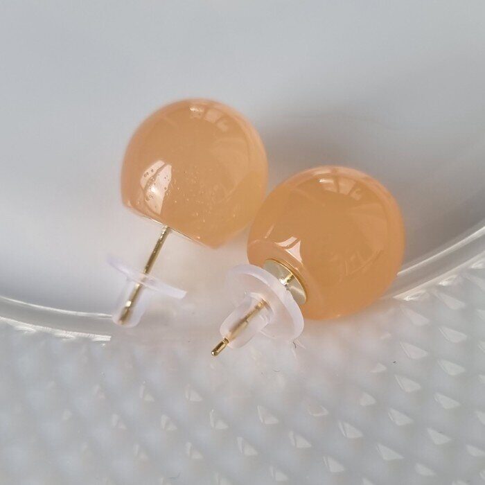 Серьги круглые стильные пластиковые, цвет: оранжевый, арт.001.778