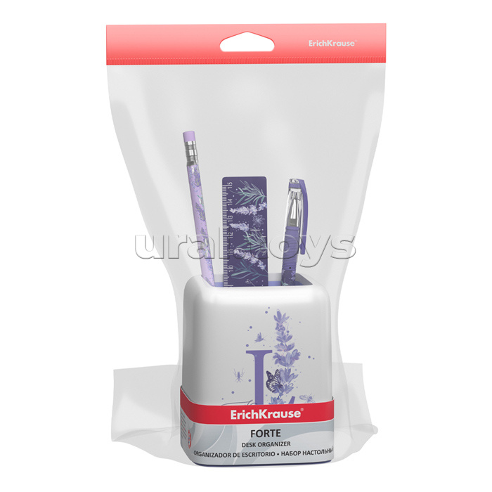 Набор настольный пластиковый Forte, Lavender, белый с фиолетовой вставкой