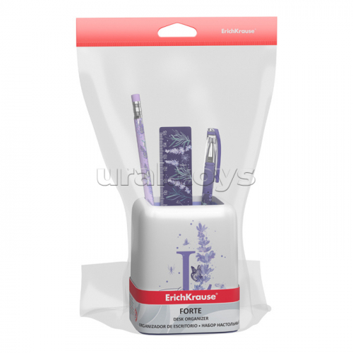 Набор настольный пластиковый Forte, Lavender, белый с фиолетовой вставкой