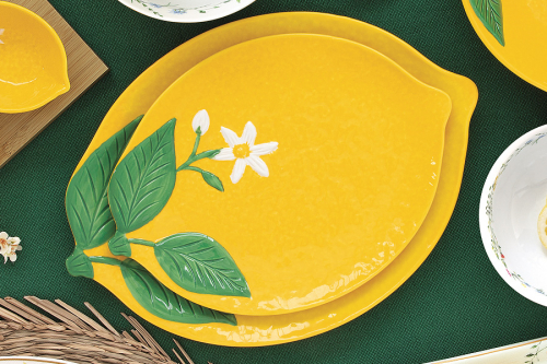 Блюдо, 30х22 см, фарфор P, овальное, желтое, Лимон, Fleurs et Citrons, 63047