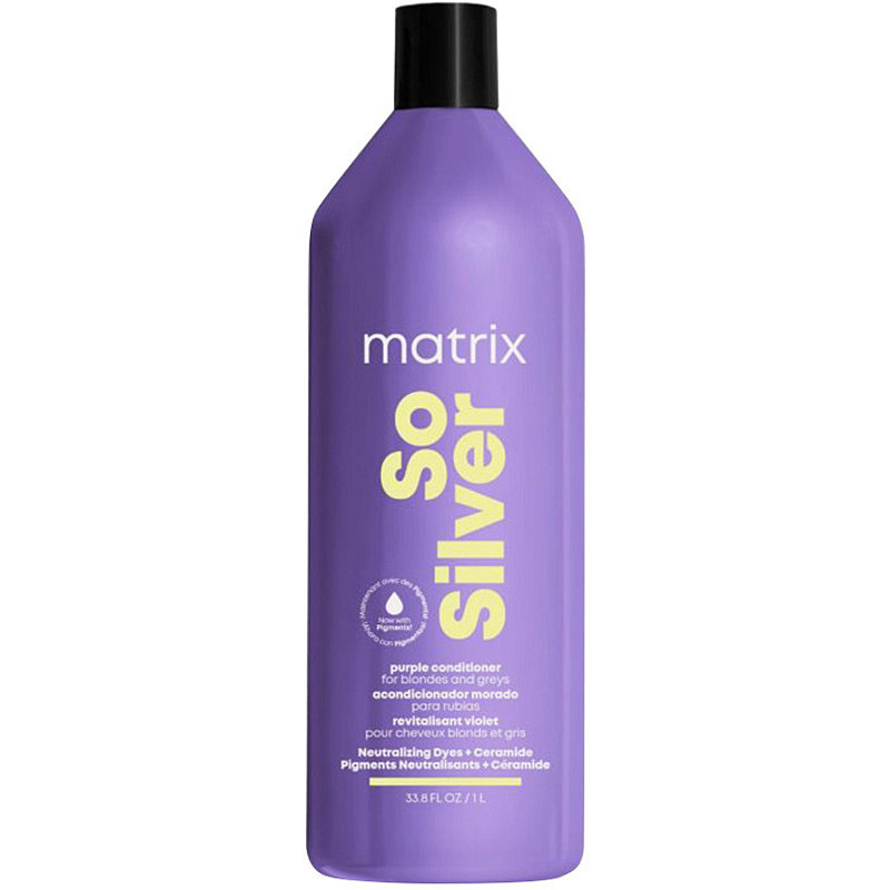 MATRIX Фиолетовый кондиционер для нейтрализации желтизны светлых волос So Silver, 1000 мл