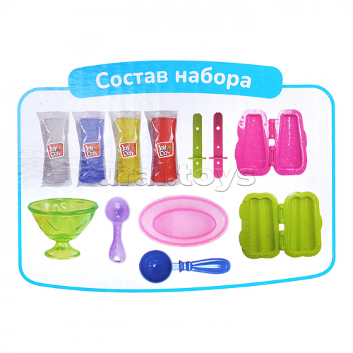 Масса для лепки набор Ice-treat set - Эскимо, 3d формы, 8 аксессуаров, 4 пакетика с тестом, (4 х 50г.)