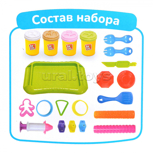 Масса для лепки набор Cake creation - Кондитерская, доп. пресс-формы, 17 аксессуара, 4 баночки с тестом, (4 х 56г.)