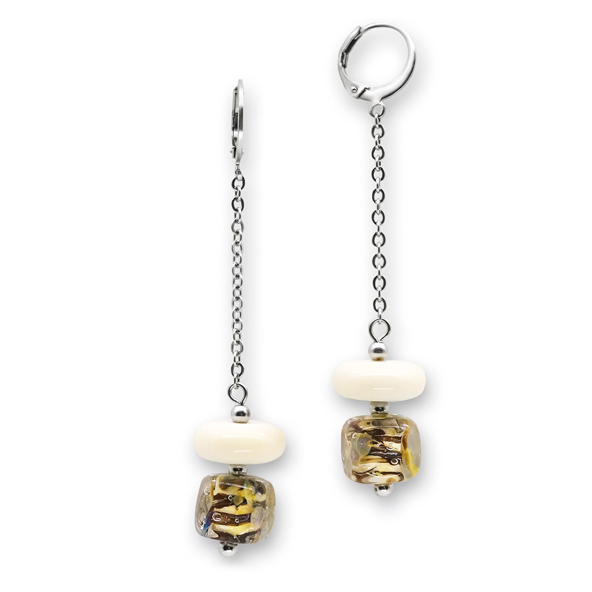 Серьги из муранского стекла CARAMEL CREM LS3367