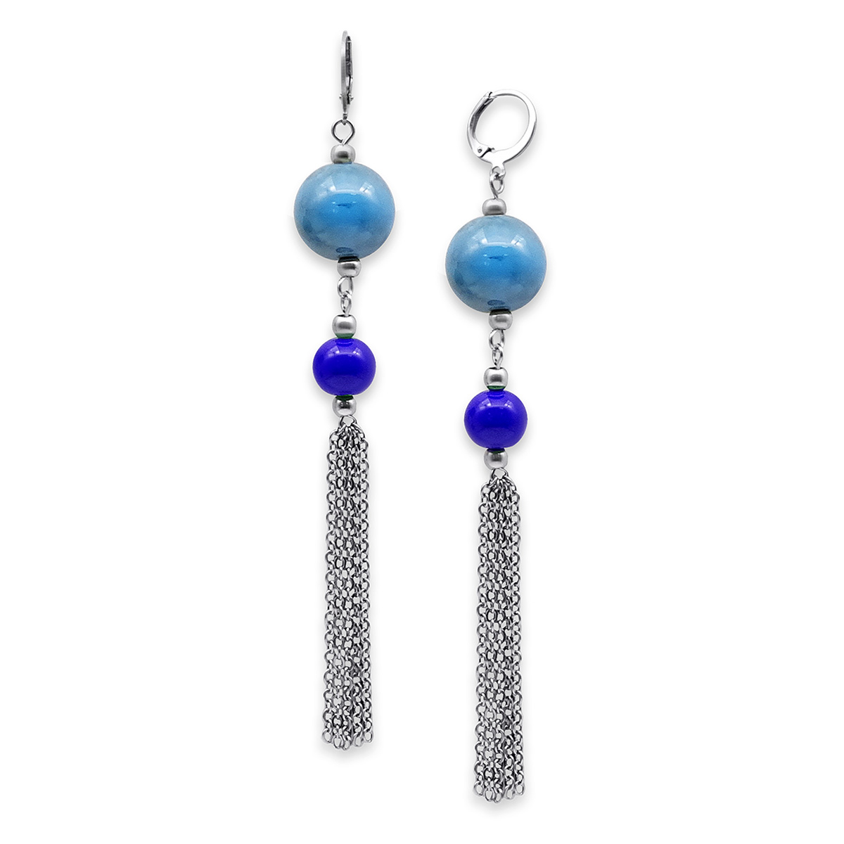 Серьги из муранского стекла LS3349/бирюзовый,синий