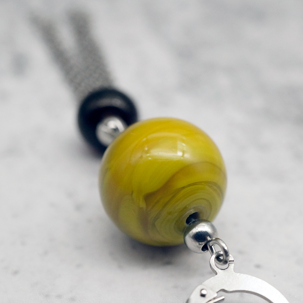 Серьги из муранского стекла LS3349/зеленый,черный