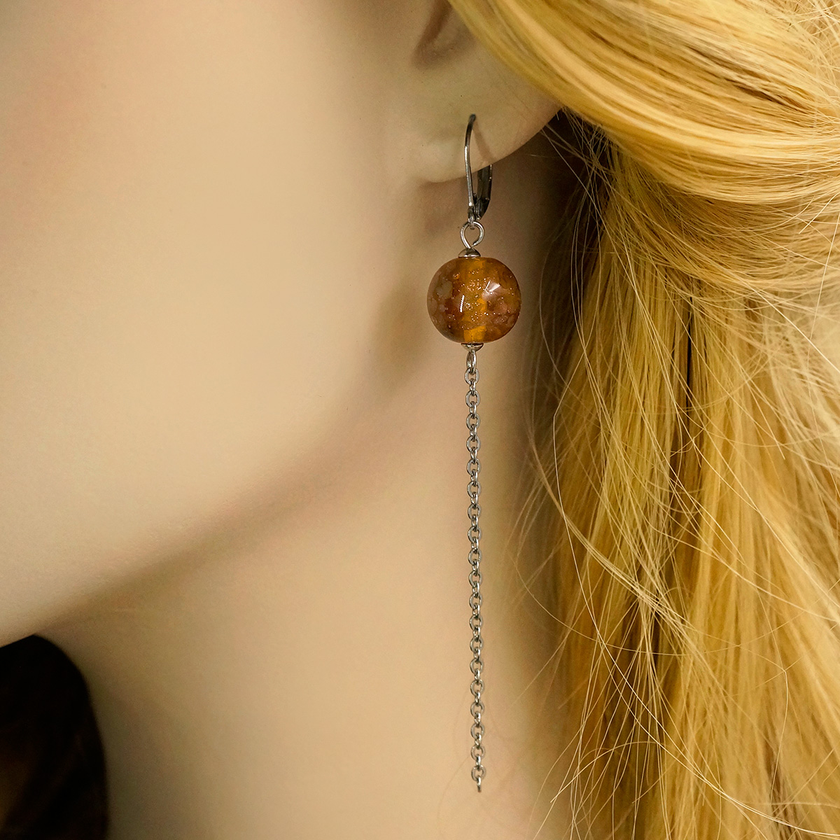 Серьги из муранского стекла LS3351/медовый