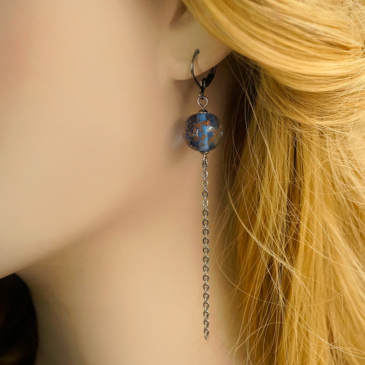 Серьги из муранского стекла LS3351/голубой