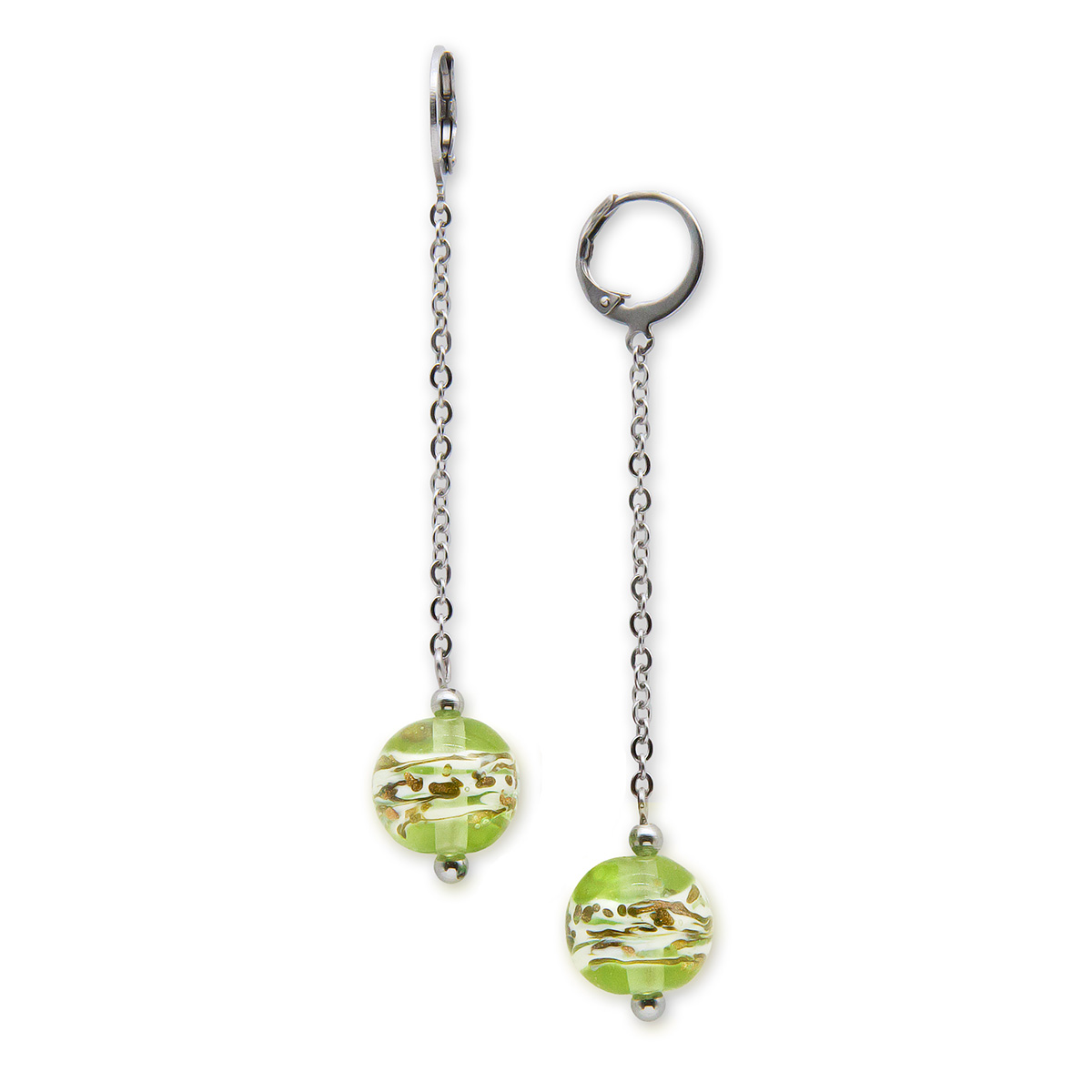 Серьги из муранского стекла RAINBOW LS2960 салатовые