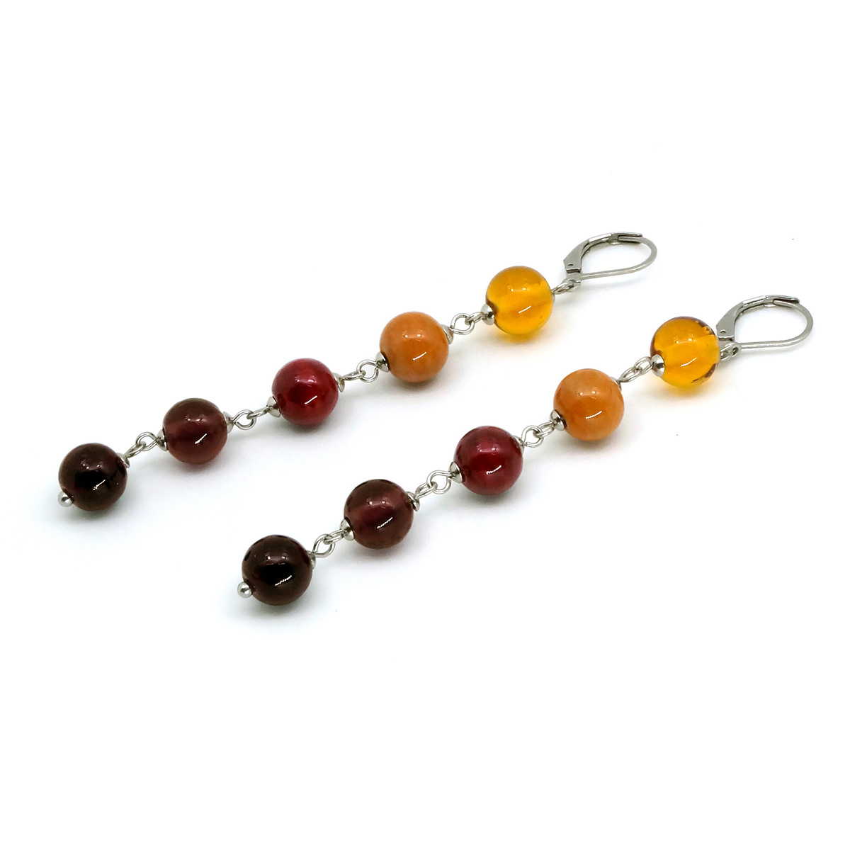 Серьги из муранского стекла LS3247/медовый,бордовый,ф