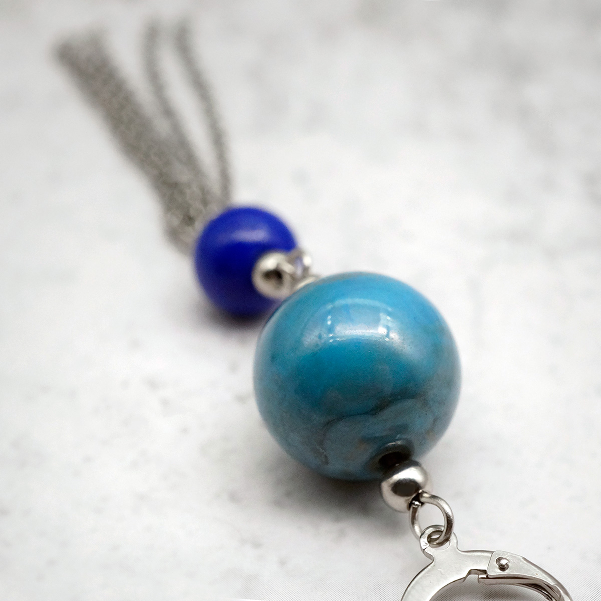 Серьги из муранского стекла LS3349/бирюзовый,синий