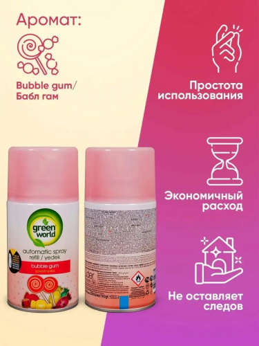 Освежитель воздуха Green World Bubble gum 250мл