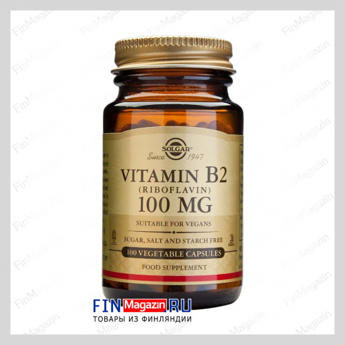 Витамин B2 Vitamin B2 100 мг 100 капсул Solgar