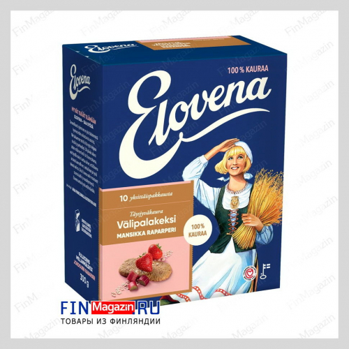 Овсяное печенье с клубникой и ревенем Elovena 10x30 гр