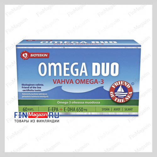 Рыбий жир в капсулах Duo Omega Vahva Omega-3 60 капс Bioteekki