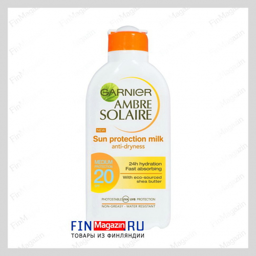 Солнцезащитный лосьон Garnier Ambre Solaire Sun Protection Milk Spf20 200 мл