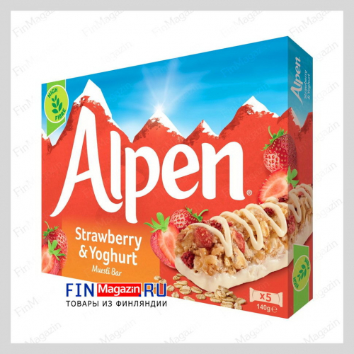 Батончик мюсли с клубникой и йогуртом Alpen 5x29 гр