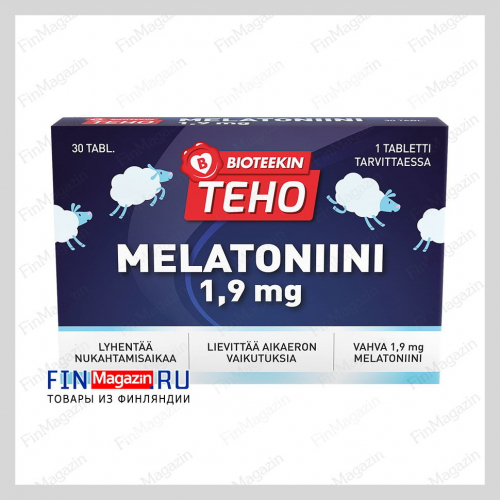 Таблетки для сна с мелатонином Bioteekin Teho Melatoniini 1,9 мг 30 таб.