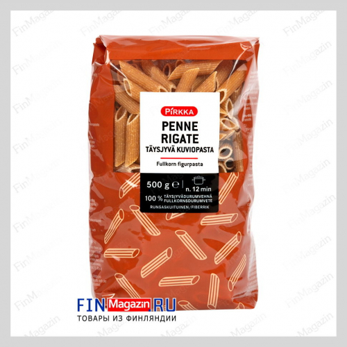 Паста цельнозерновые Pirkka Penne Rigate 500 гр