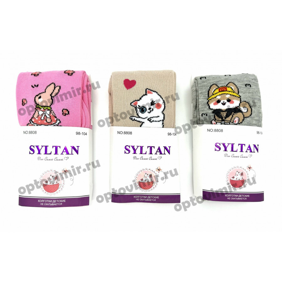 Колготки детские Syltan хлопковые рисунки кошечки 8808