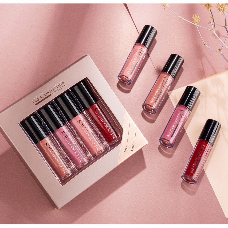 NJ Подарочный набор матовых блесков для губ, тон 02