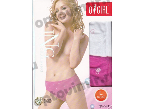 Трусы женские QGirl классической формы рис. сердечки 5915