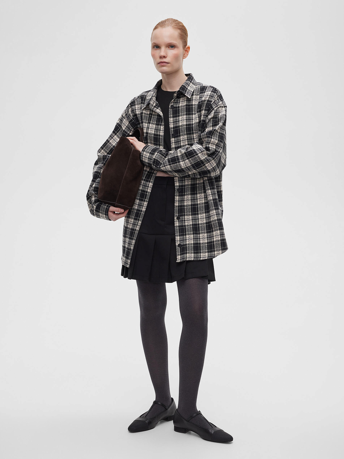 Рубашка фланелевая оверсайз 0121, черный