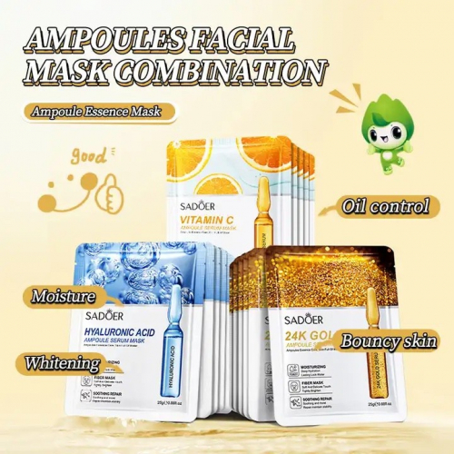 SADOER Осветляющая тканевая маска для лица с витамином С Ampule serum Mask