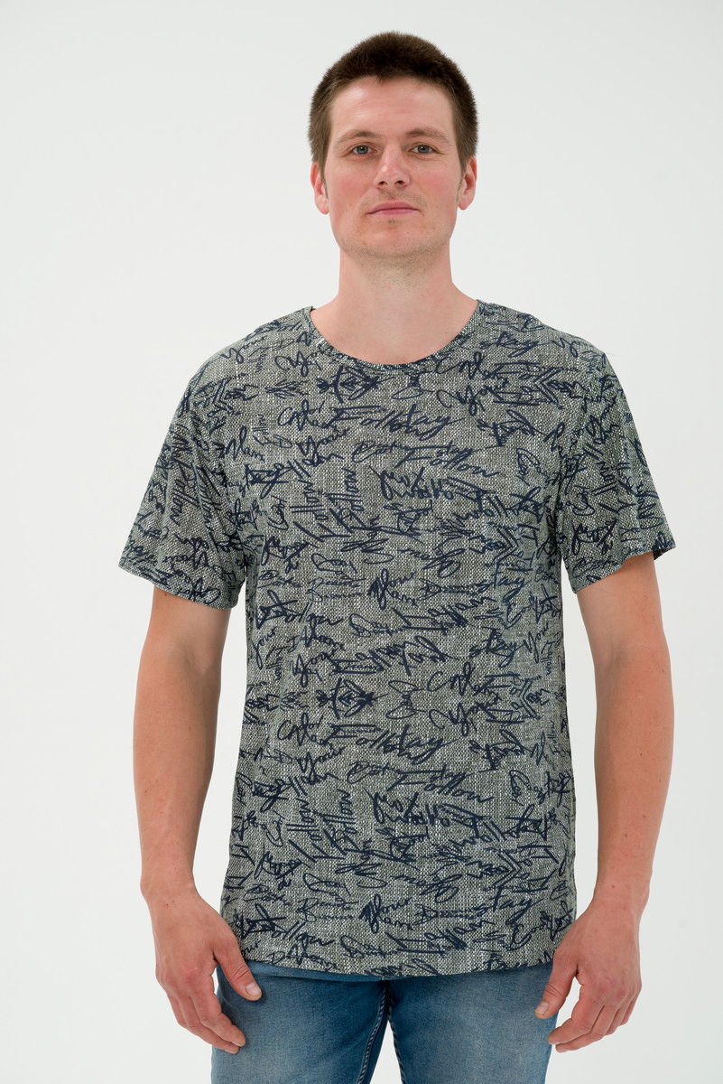 Футболка мужская из кулирки льняная палитра хаки буквы