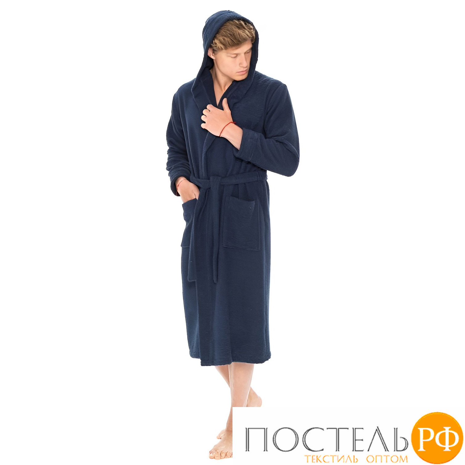 BO783LACIXL Халат мужской Tivolyo home NATURAL SLIM тёмно-синий XL