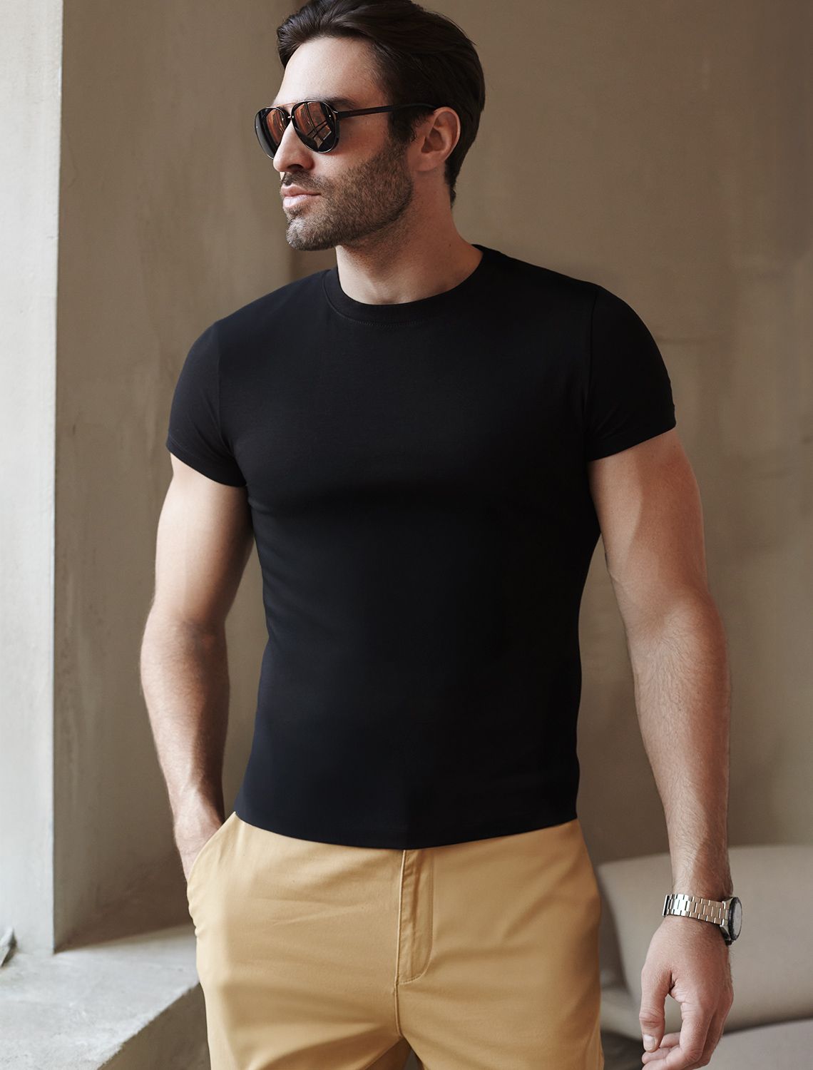 Футболка slim fit из премиального хлопка с эластаном