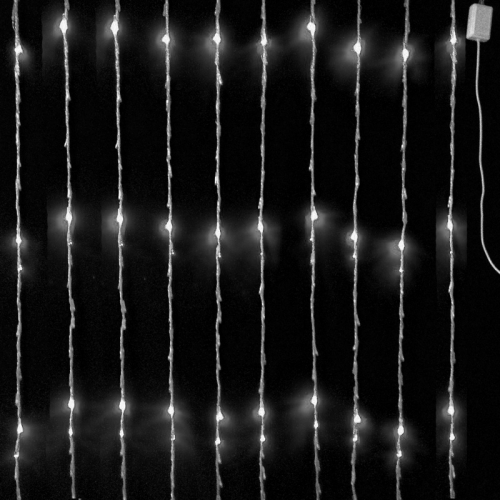 Занавес светодиодный водопад 240 LED 2*2 м прозрачный провод белый