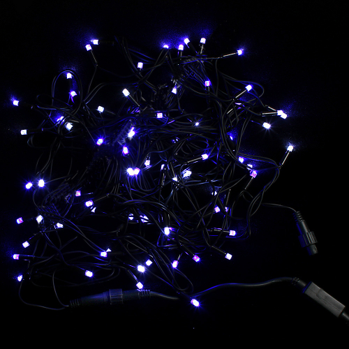 Гирлянда уличная мигающая 80 led 10 м зелёный провод d=3,3 мм IP65 3.6 W 220 V синия с белым