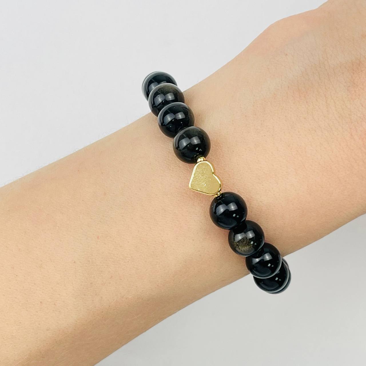 Радуга Самоцветов Браслет из золотистого Обсидиана со вставкой