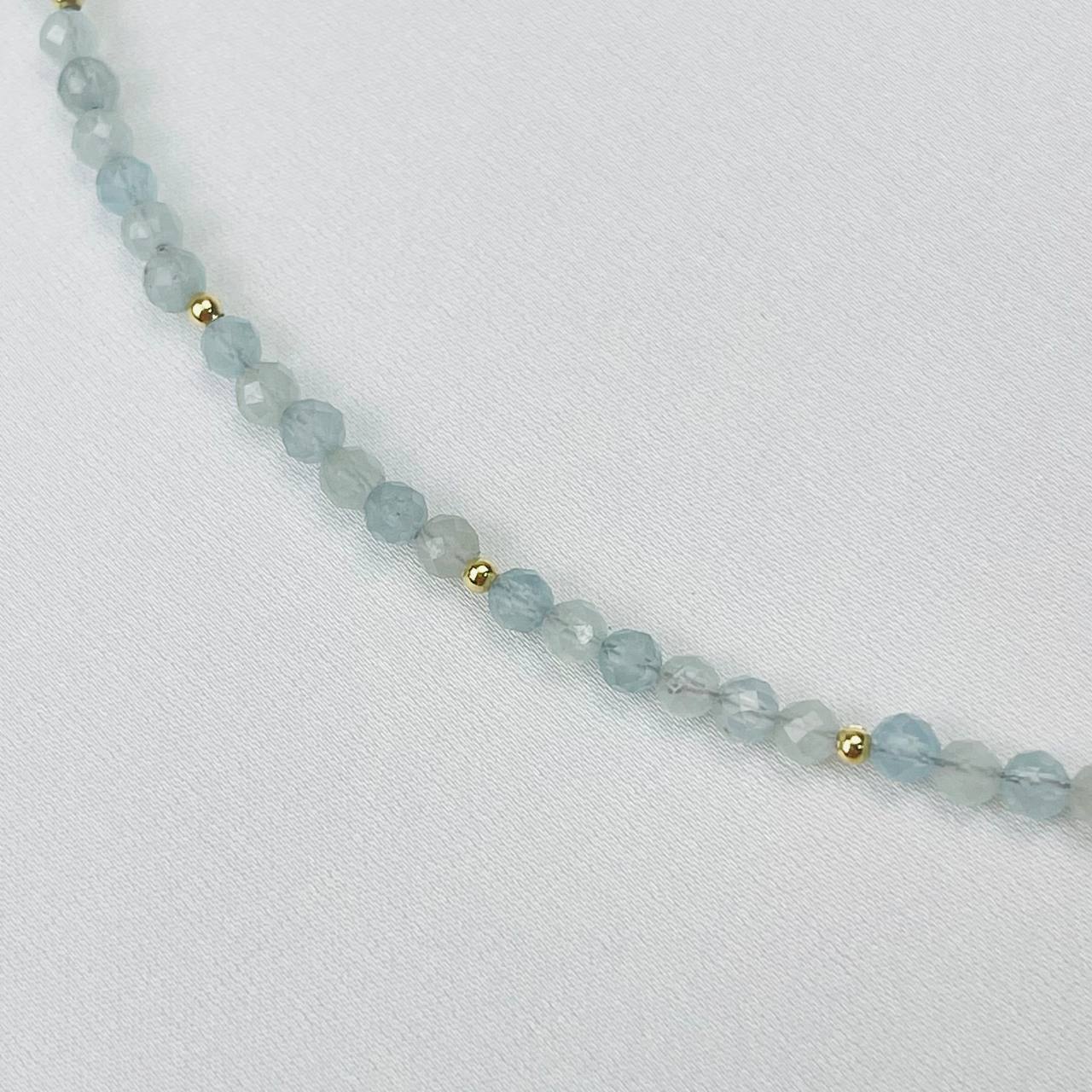 Радуга Самоцветов Чокер из Аквамарина и Лабрадора с кулоном