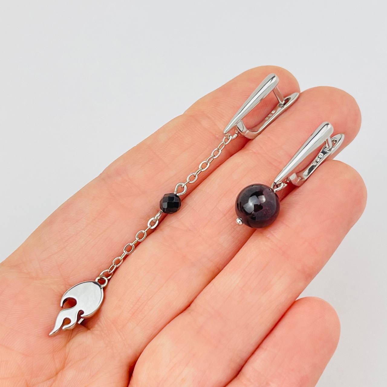 Радуга Самоцветов Серьги из Граната (Пироп) и Шпинели