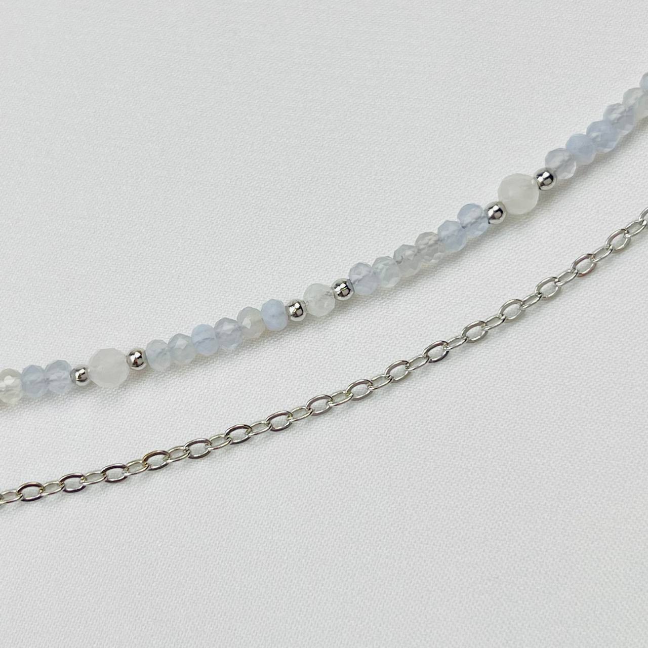 Радуга Самоцветов Колье двойное из Голубого агата