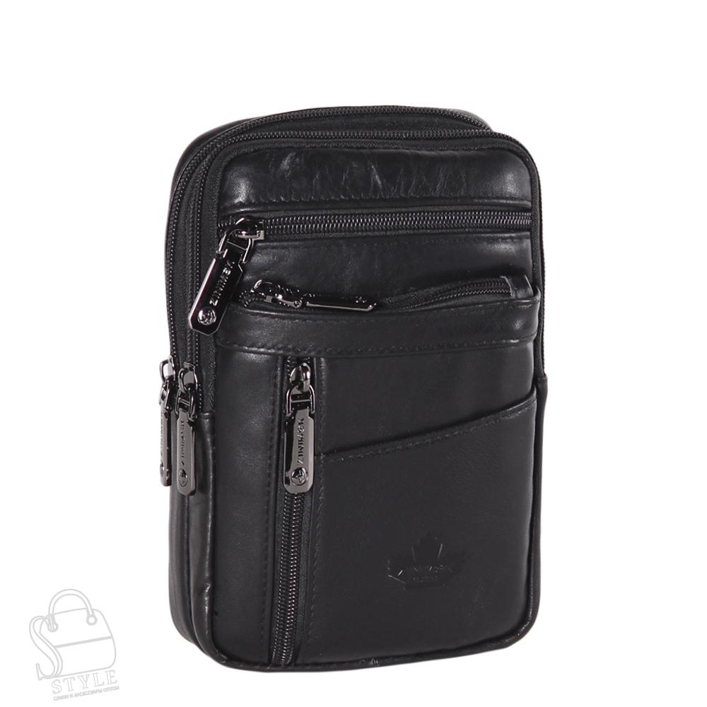 Сумка мужская кожаная кожаный 325015Z black Zinimsk